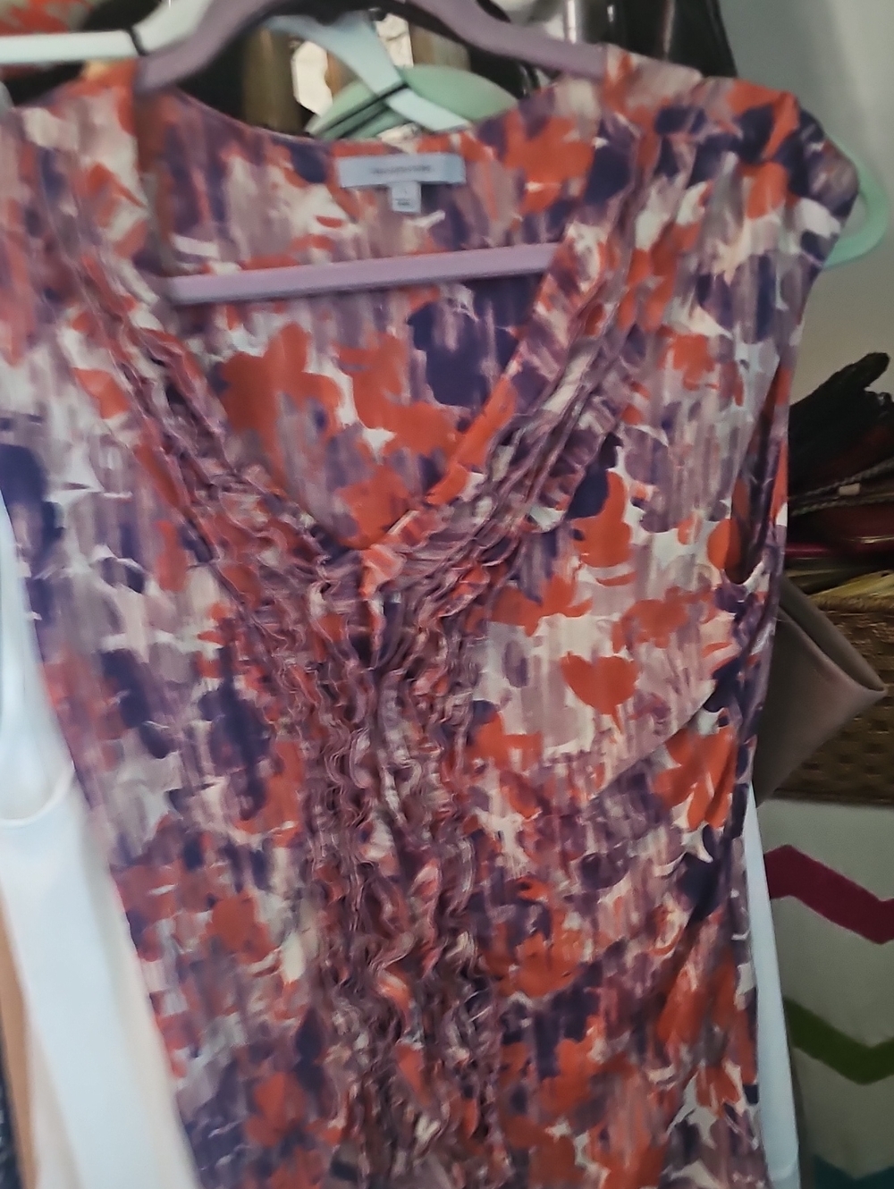 Classiques Entier Purple and Orange Floral Print Blouse